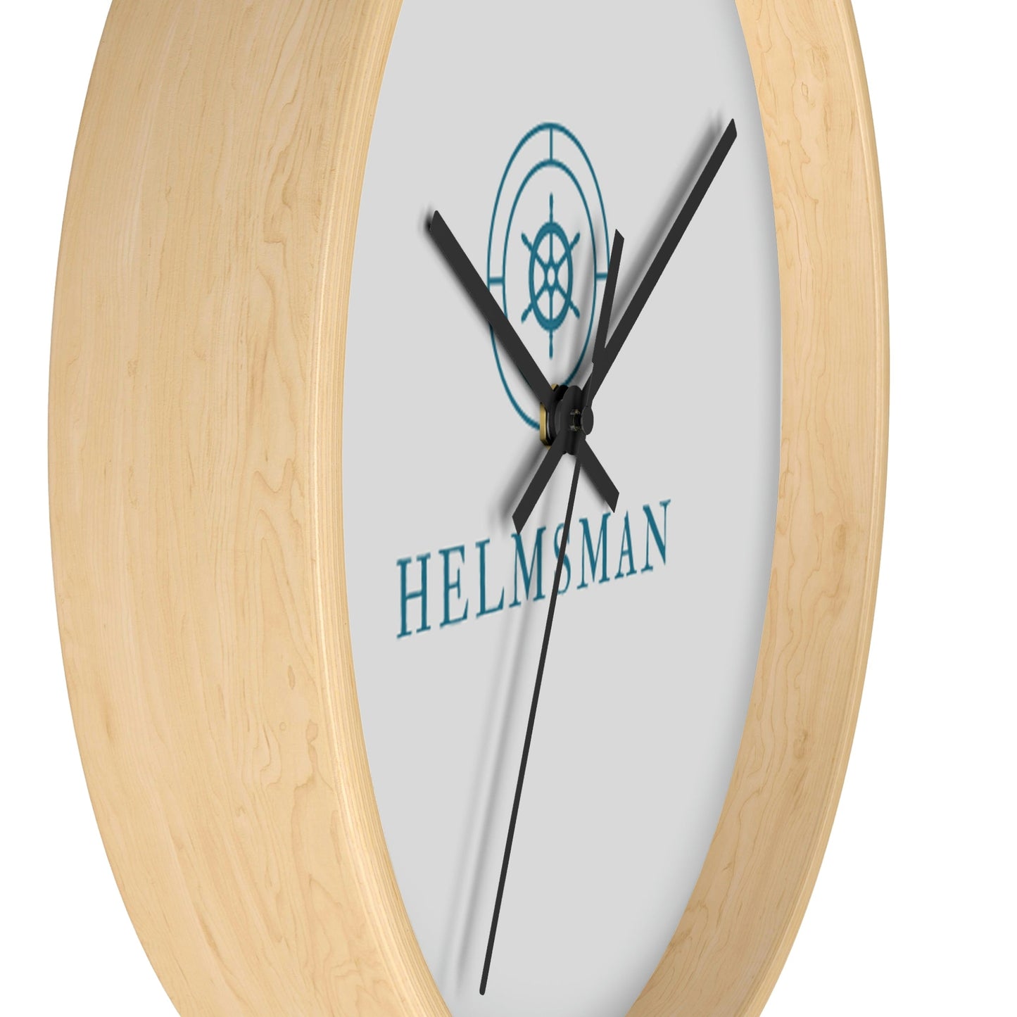 Helmsman Wall Clock - Wooden / White / 10"