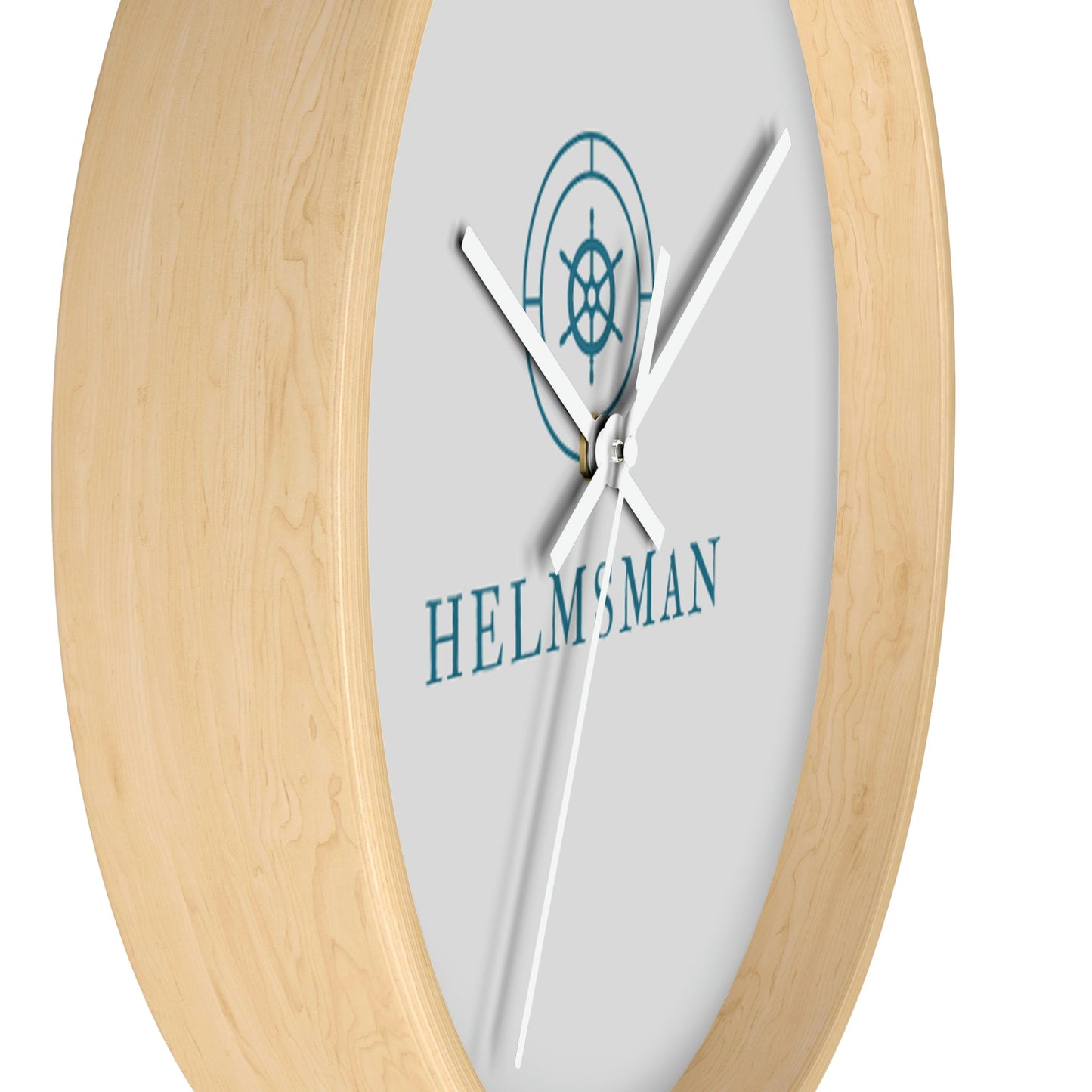 Helmsman Wall Clock - Wooden / White / 10"
