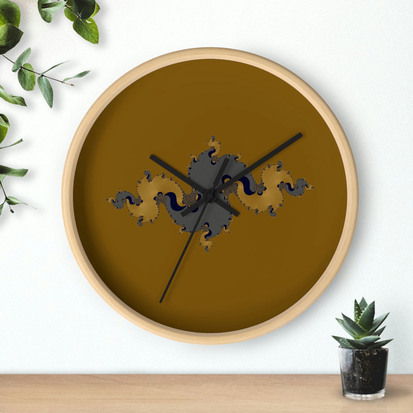 Office Wall Clock - Wooden / Black / 10"