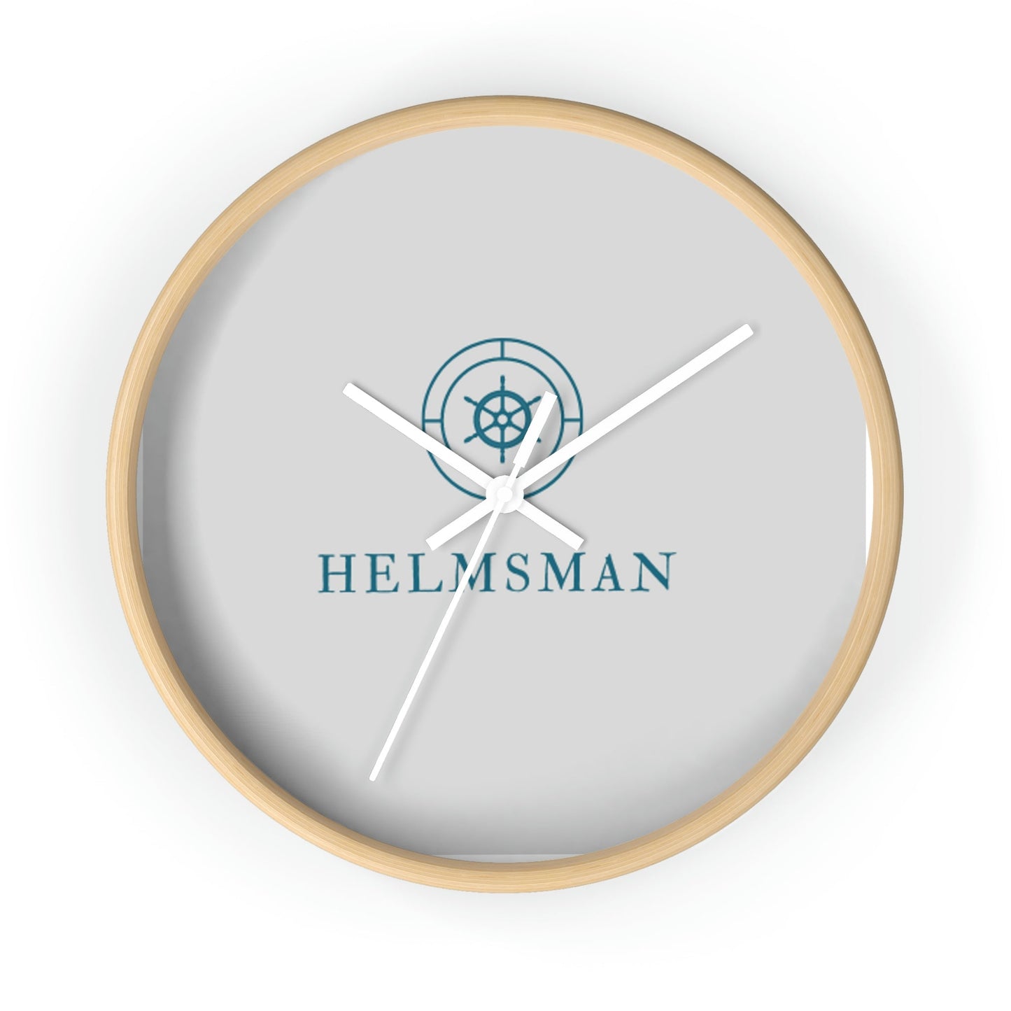 Helmsman Wall Clock - Wooden / White / 10"