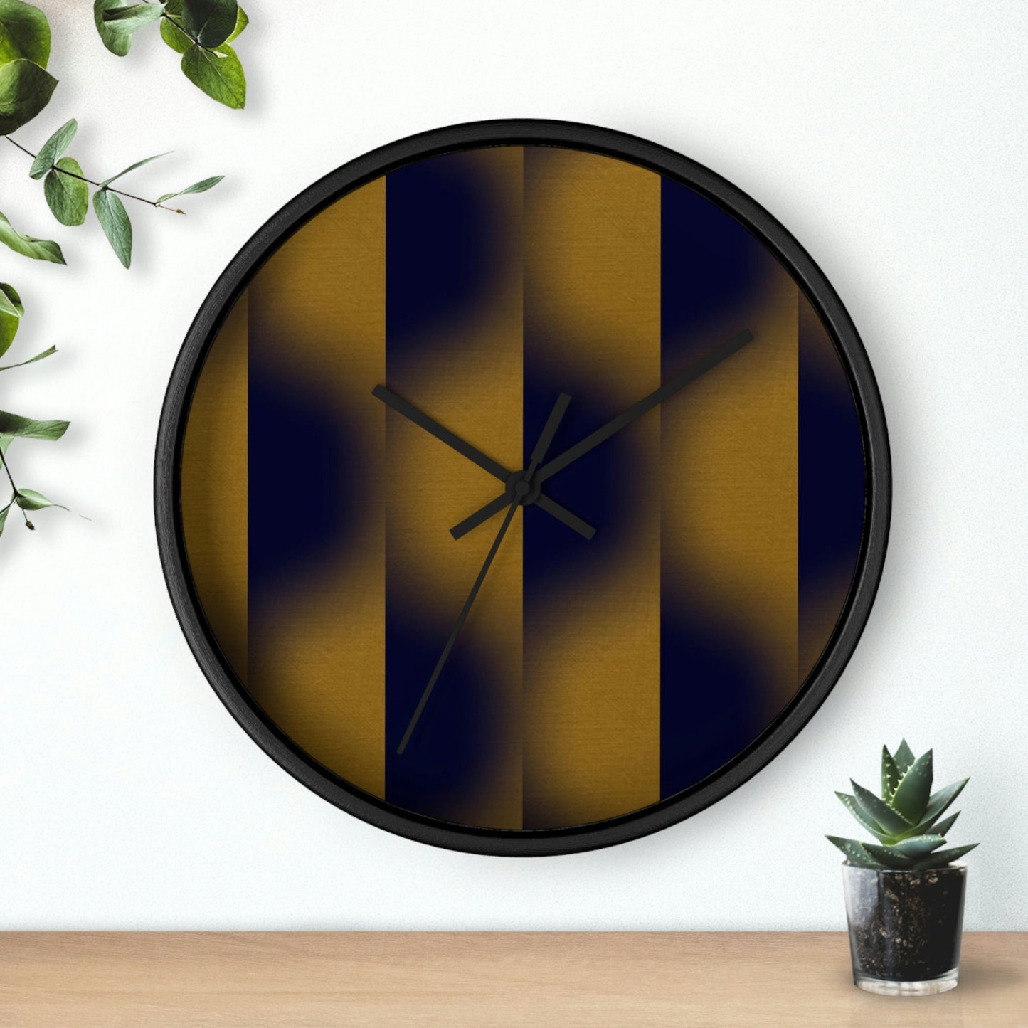 Office Wall Clock - Wooden / Black / 10"