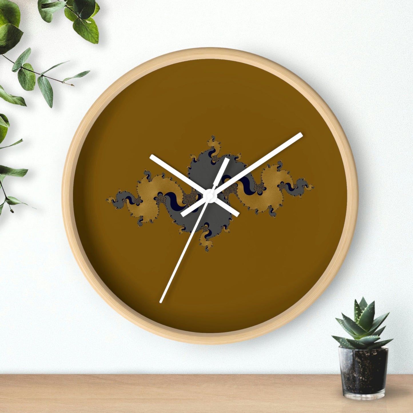 Office Wall Clock - Wooden / Black / 10"