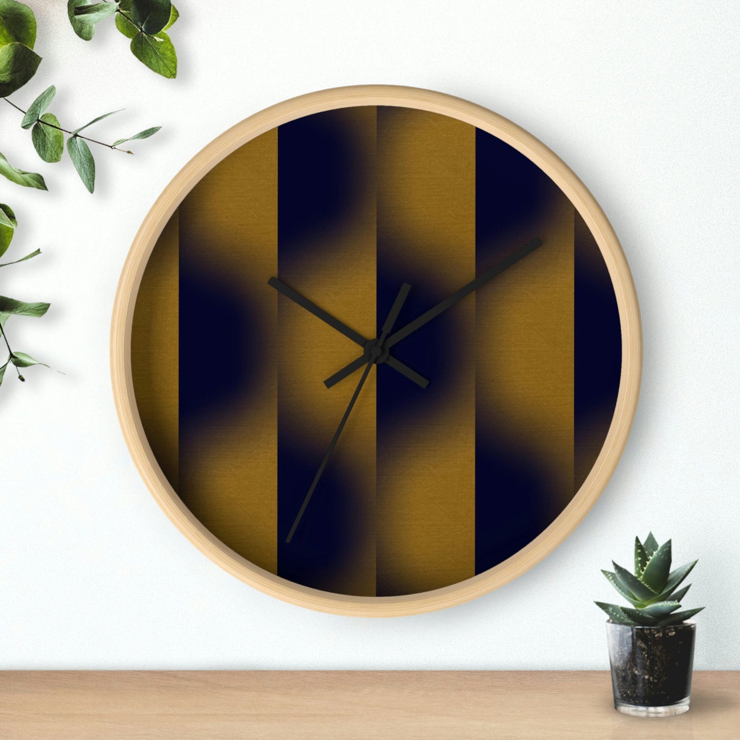 Office Wall Clock - Wooden / Black / 10"