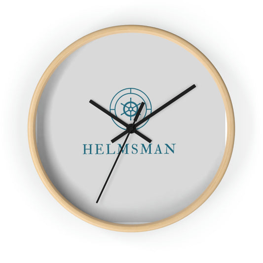 Helmsman Wall Clock - Wooden / Black / 10"
