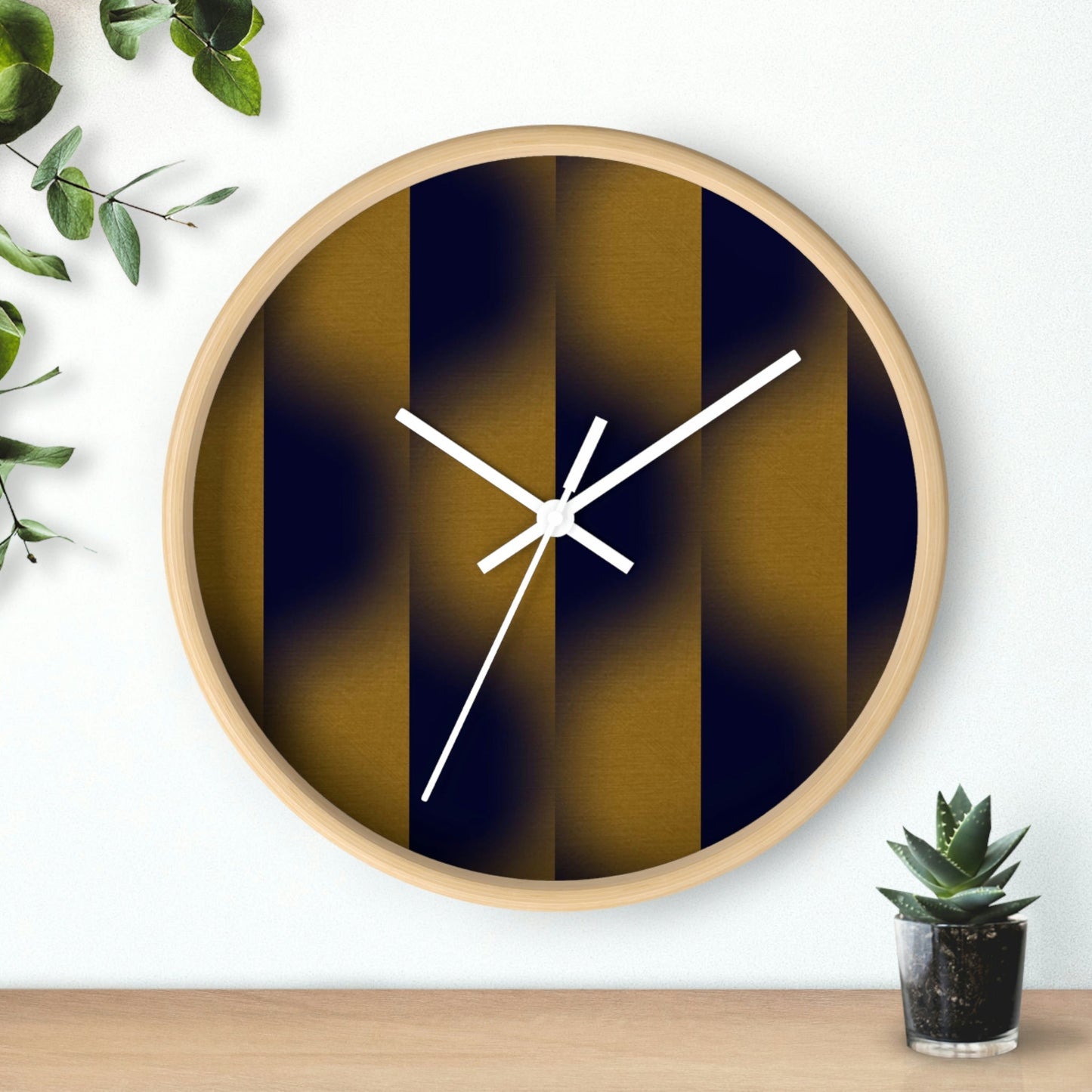 Office Wall Clock - Wooden / Black / 10"